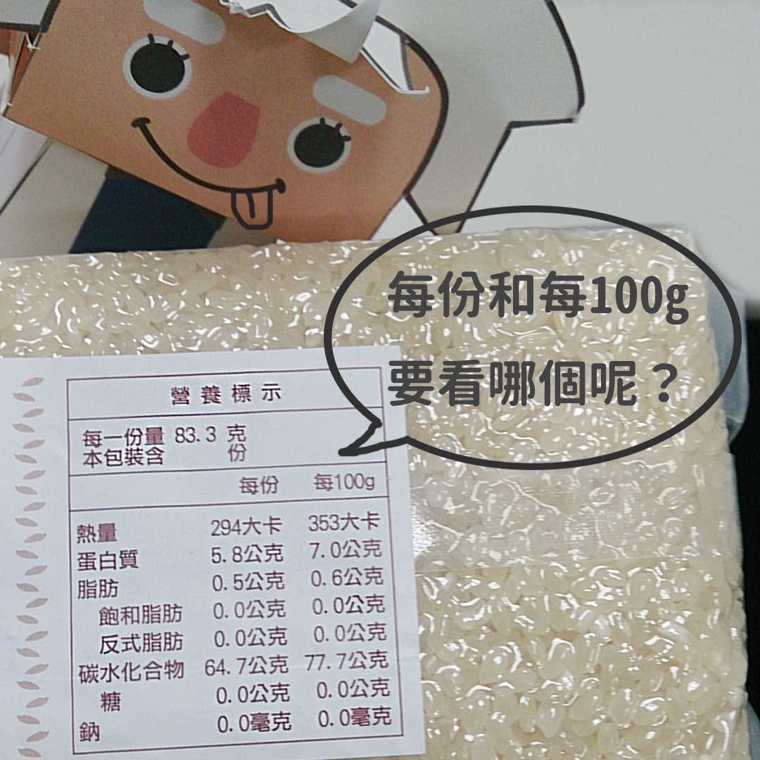 檢視食品標示「每一份量」與「本包裝含幾份」的數值