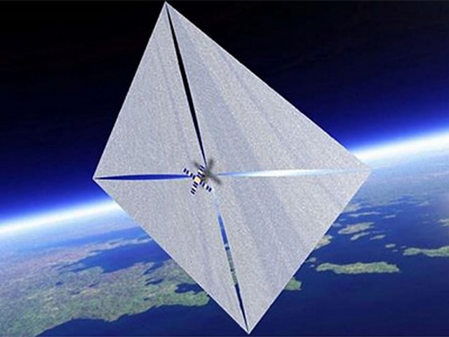 奈米衛星張開太陽帆 (圖片來源:http://space.skyrocket.de/doc_sdat/cnusail-1.htm)