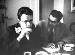 卡西米爾(Hendrik Casimir,左)和魏斯科普夫(Victor Weisskopf)於1934 年