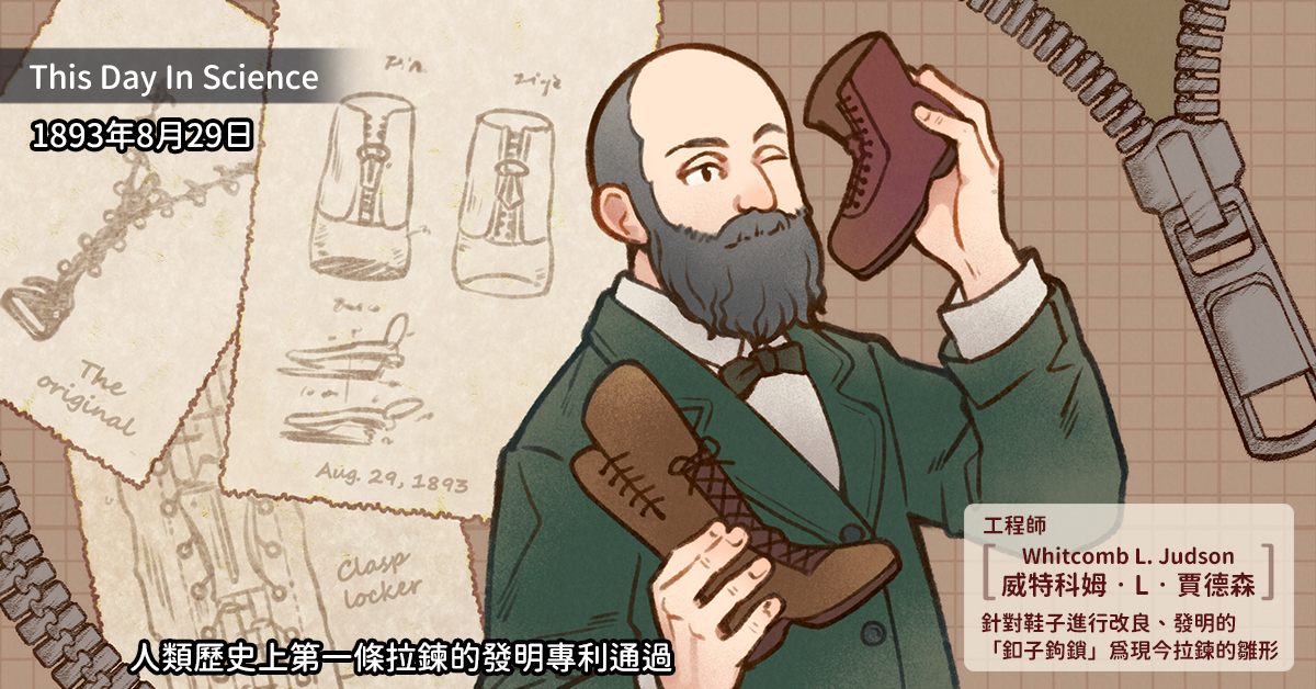 賈德森針對鞋子進行改良的釦子鉤鎖為現今拉鍊的雛形。