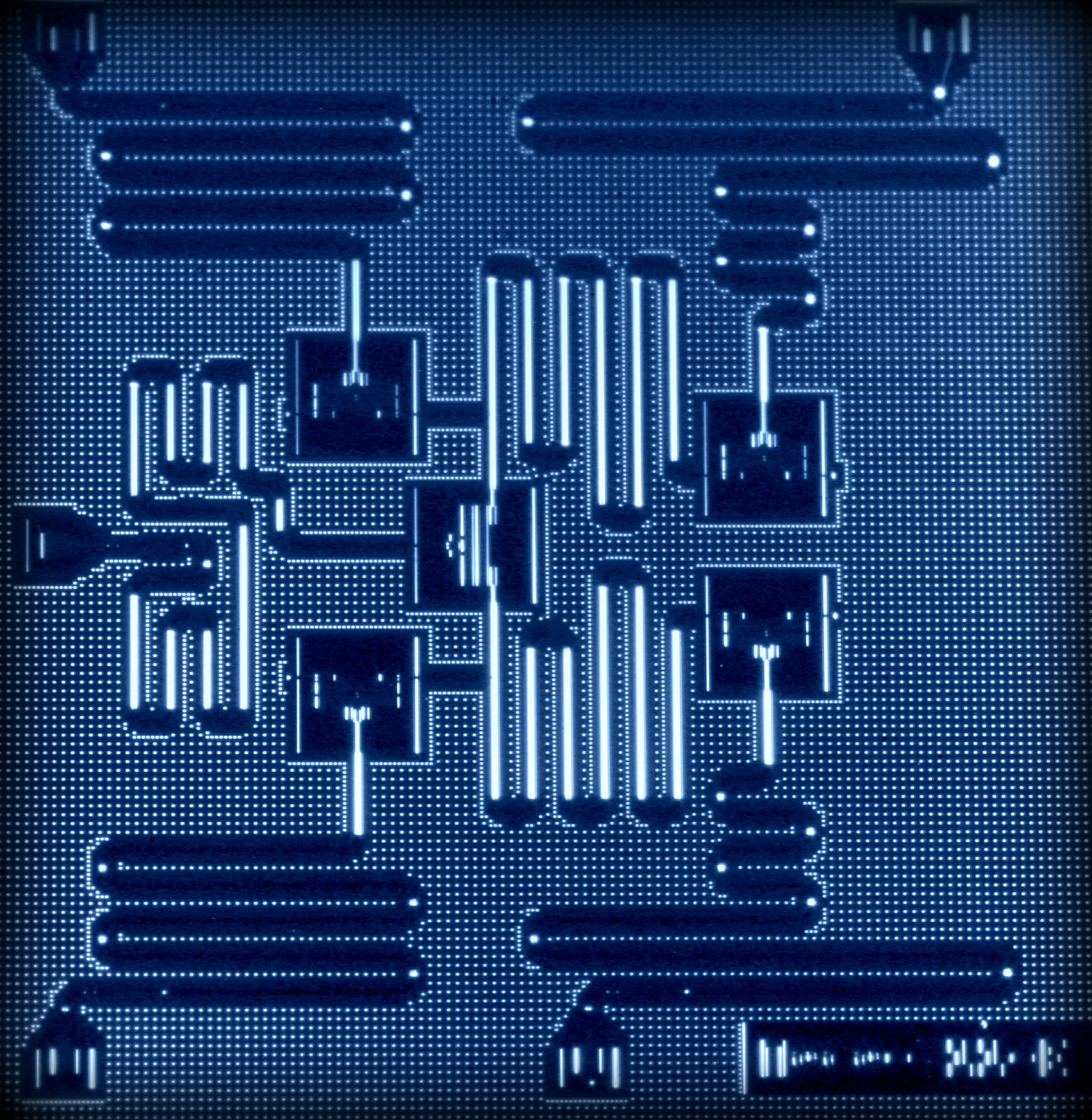 IBM 5位元的量子晶片（圖／flickr IBMQ，https://www.flickr.com/photos/ibm_research_zurich/26093923343/in/album-72157663611181258/  ）。