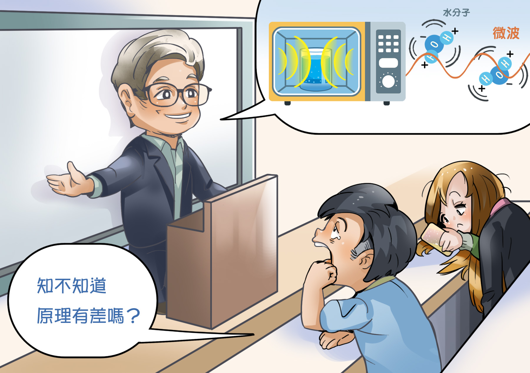 原來教室內的科學課有時很難提起學生的興致。（圖／fatcat11繪）